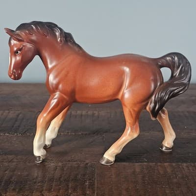 Red Bay Horse Pony Figurine Small 4" Tall Vintage