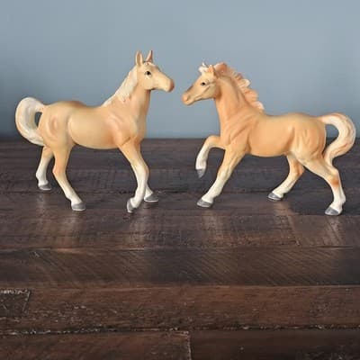 Set of 2 Palomino Horse Pony Foal Figurines Vintage