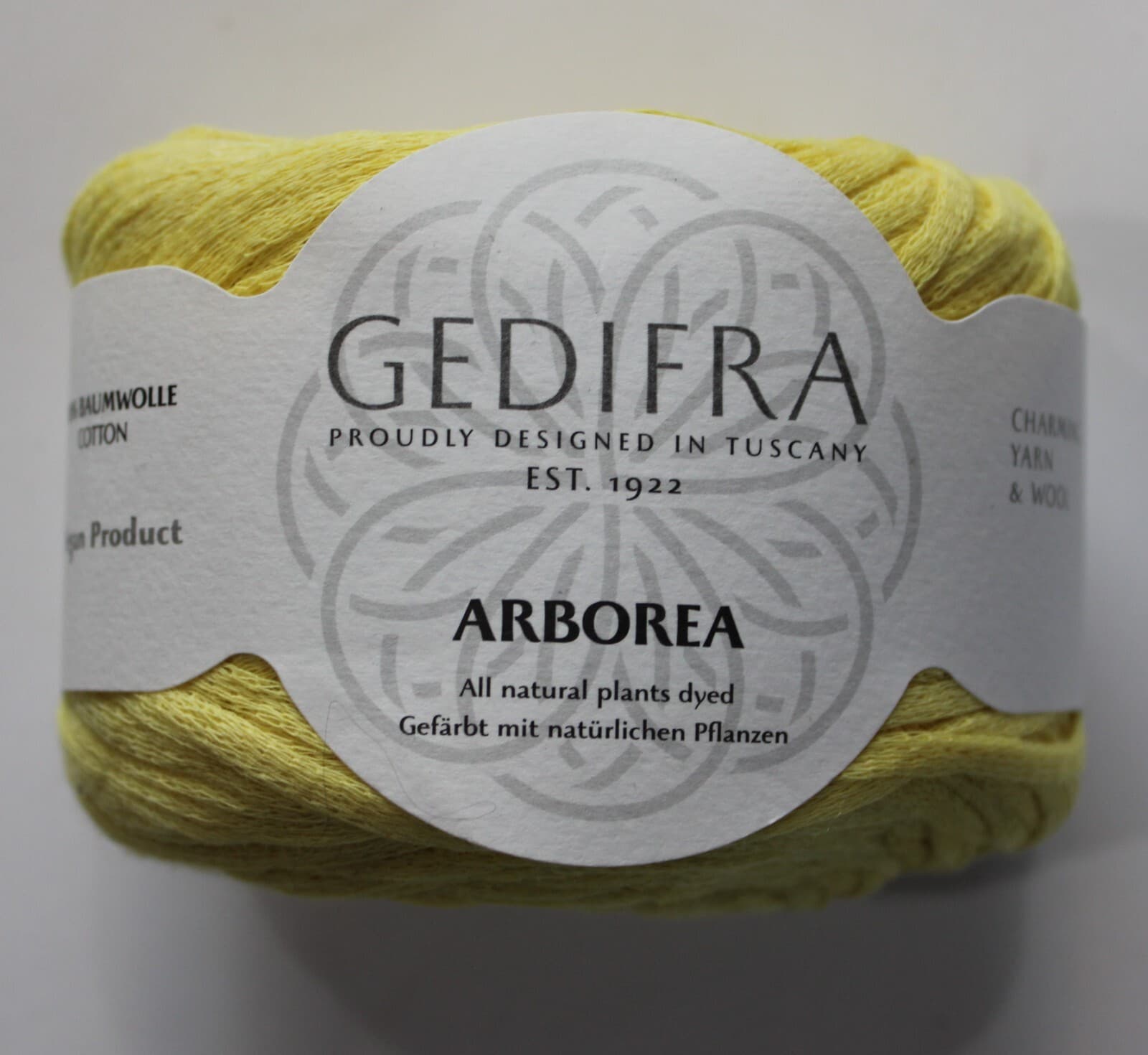 SALE Gedifra Arborea Yarn 100% Cotton Col 02205 Yellow 50g, 140m Vegan