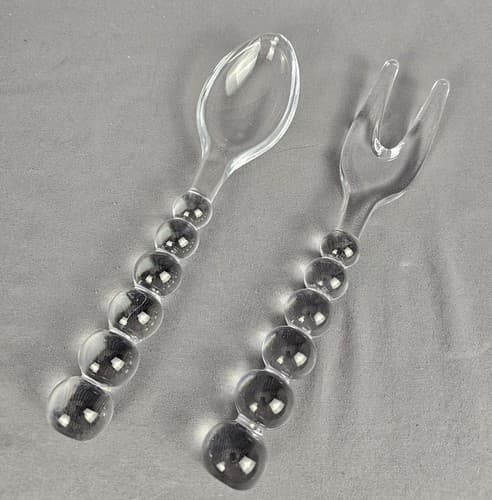 VINTAGE Imperial Glass CANDLEWICK FORK SPOON 2PC SALAD SET Excellent Condition