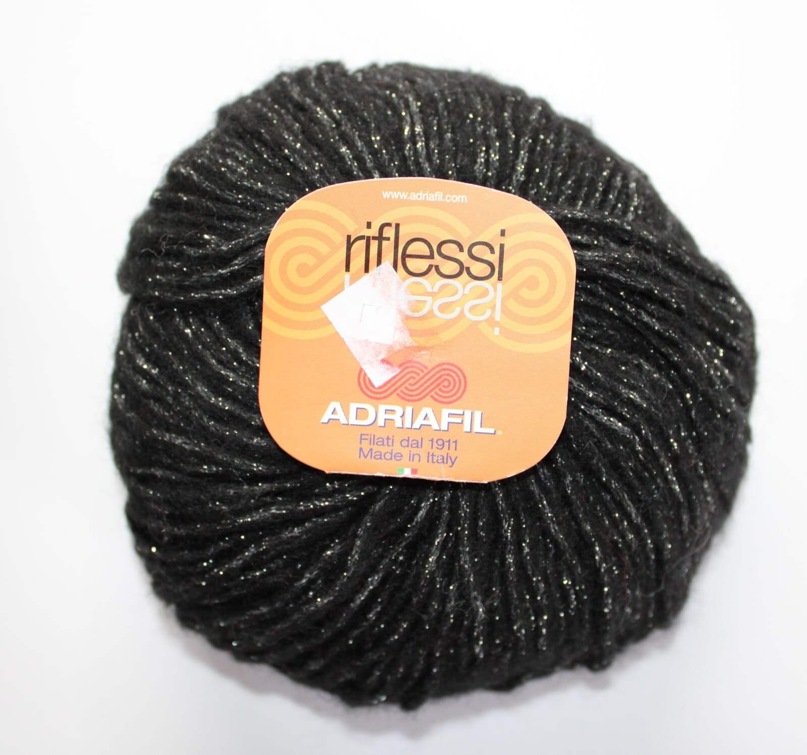 SALE Adriafil Riflessi Yarn Col 49Black w Silver 35% Wool 31% Acrylic 150m 50gr