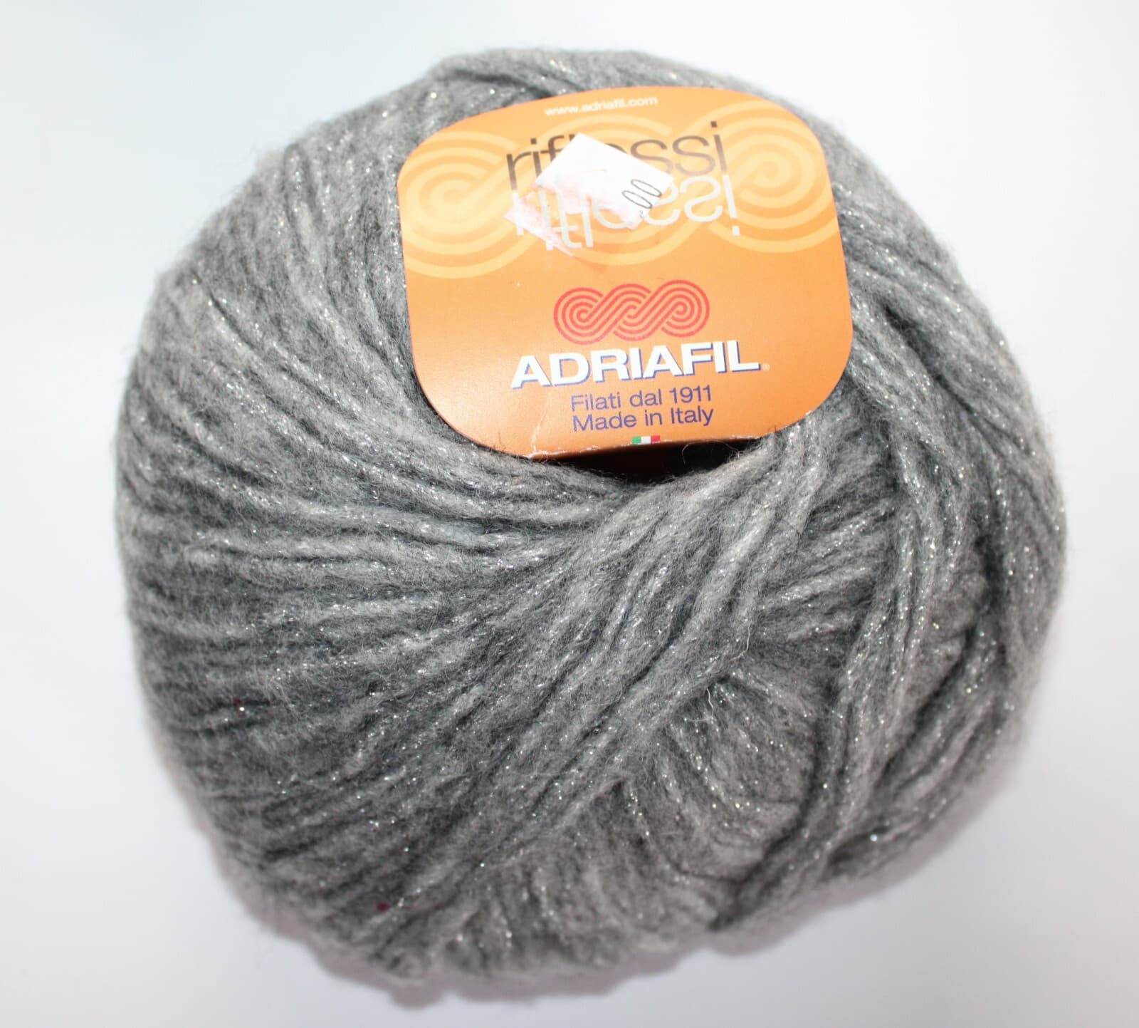 SALE Adriafil Riflessi Yarn Col 44 Gray w Silver 35% Wool 31% Acrylic 150m 50gr