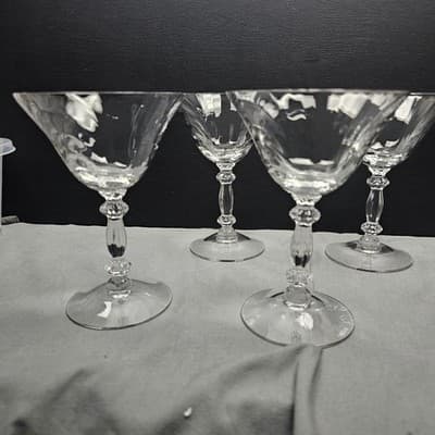 Swirl Optic Clear Crystal Cocktail Martini Sherbert Stemware Set of 4