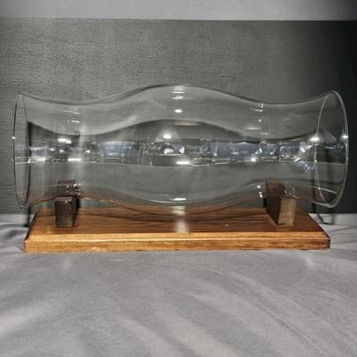 Vintage Glass Hurricane Vase Horizontal Display Center Piece 14" Long