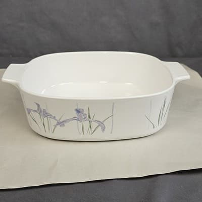 Corningware Purple Shadow Iris Floral Casserole Dish A-2-B , 2 Liter NO LID