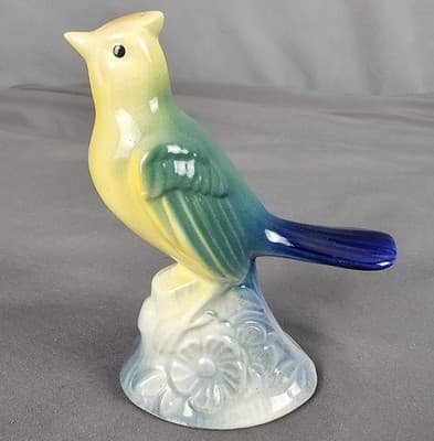 Vintage Art Deco Tufted Titmouse Bird Figurine vibrant colors