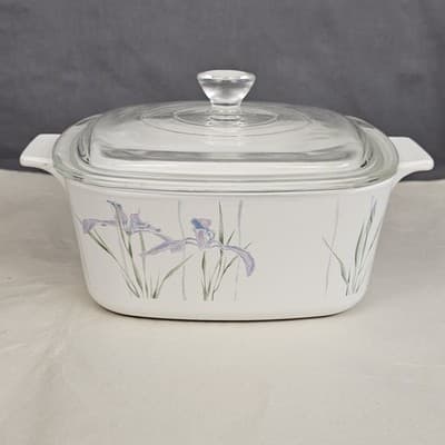 Shadow Iris A1-1/2B Casserole Dish 1.5 Liter with Pyrex Lid Vintage Corning Ware