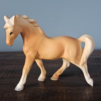 Vintage Small Palomino Horse Pony Figurine Mid Century 4" Tall Norcrest