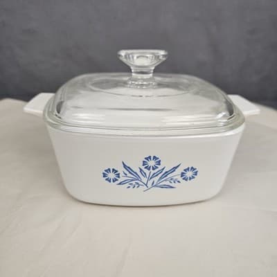 Corning Ware 1 1/2 Quart A-1 1/2-B Blue Cornflower with Lid 1960s A-7-C