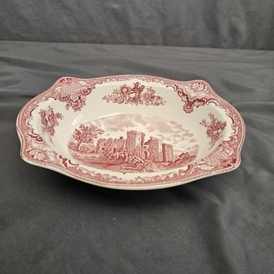 Johnson Brothers Old Britain Castles Pink Red Oval Vegetable Bowl - England