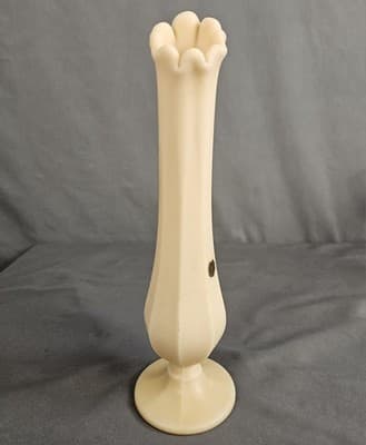 Vintage Cream Milk Glass Westmoreland Glass Pulled Vase Footed 1950's.