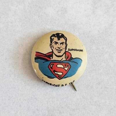 1940s Kellogg's Pinback Button Superman Pep Vintage Cartoon PEP