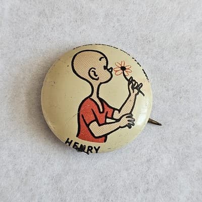 1940s Kellogg's Pinback Button 1946 Henry Pep Vintage Cartoon PEP