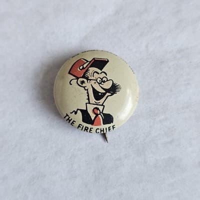 1940s Kellogg's Pinback Button 1946 The Fire Chief Pep Vintage Cartoon PEP