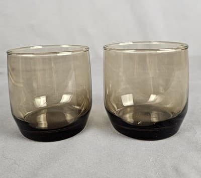 Vintage Tawney Whiskey Bourban Glasses Brown MCM Barware Set of 2
