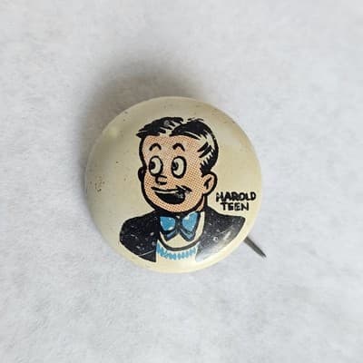 1940s Kellogg's Pinback Button Harold Teen Pep Vintage Cartoon PEP