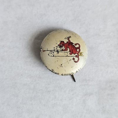 1940s Kellogg's Pinback Button Marine Bombing Squad 433 Pep Vintage Cartoon PEP