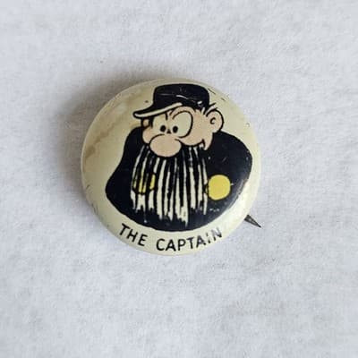 1940s Kellogg's Pinback Button 1946 The Captain Pep Vintage Cartoon PEP