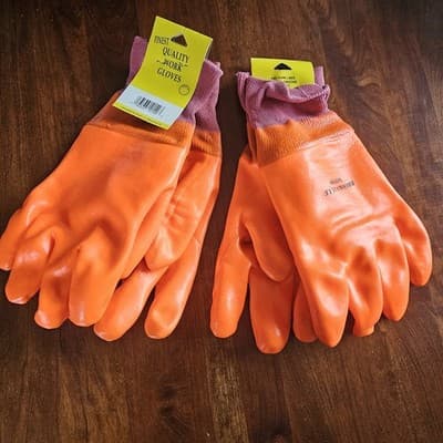 2 Pair PVC Foam Lined Gloves M1910 Medium Cloth Cuff Brookville Glove NEW