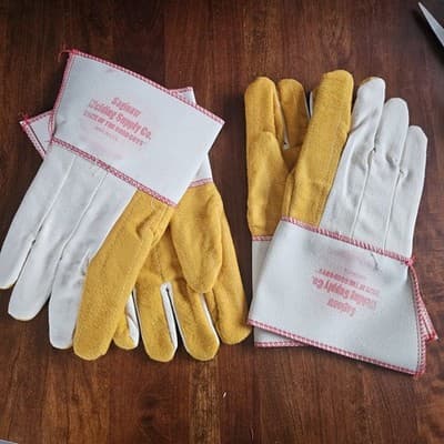 2 Pairs Cotton &Burlap Canvas Lined Work Gloves L Safety Cuff Heat Resistant New
