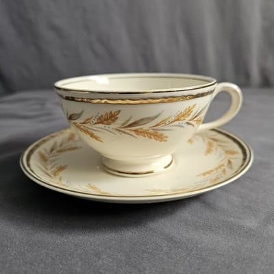 Homer Laughlin Eggshell Georgian Wheat Harvest Cup & Saucer Tea Coffee
