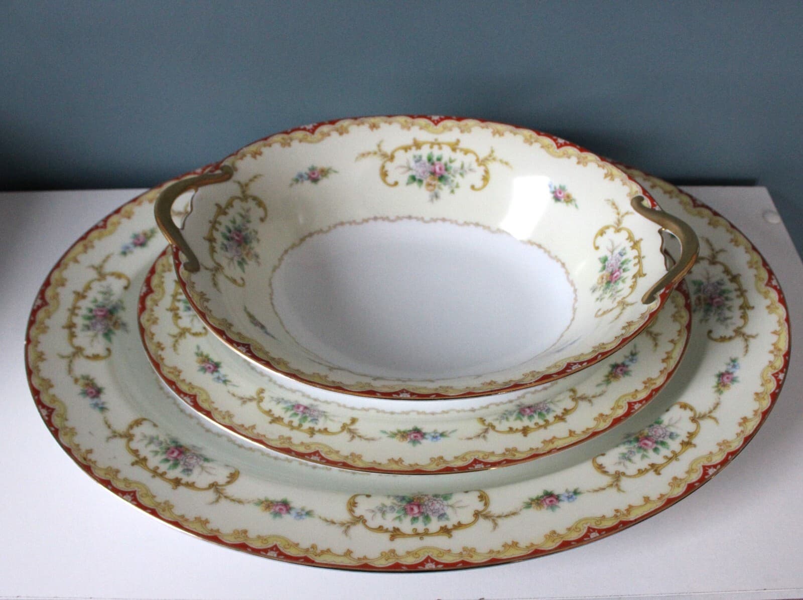 Vintage Noritake Fine China Oradell 588 Serving Bowl & 2 Serving Platters