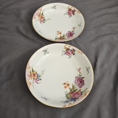 EPIAG Czechoslovakia Bridal Rose (White) 1930s Soup Salad Bowls 7.5" set of 2