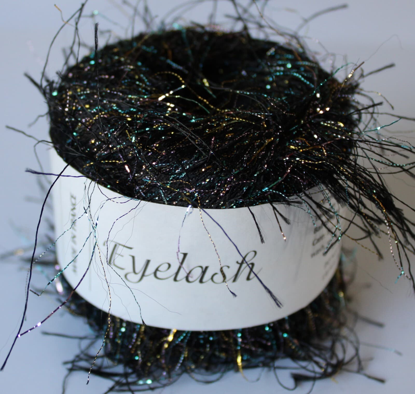 Yarn IronStone Eyelash Novelty Yarn 30g 143yd Color 1 Black with Metalic