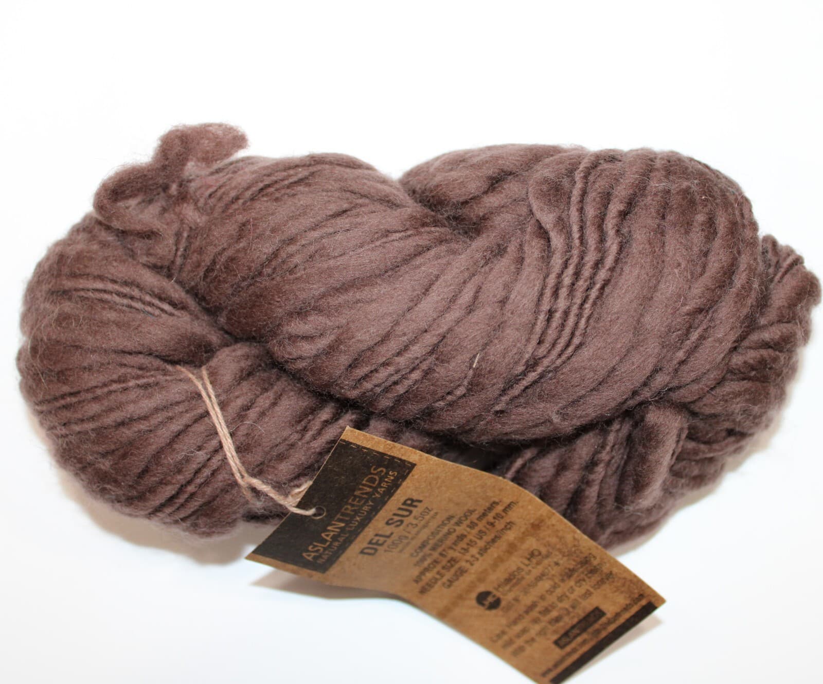 Aslan Trends Del Sur 100% Merino Wool Col 158 Brown 100gr, 87yd