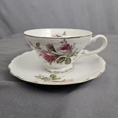 Royal Rose Fine China Luncheon Cup & Saucer Japan Roses Coffee Tea