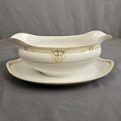 Noritake The Vitry Gravy Boat Nippon Hand Painted Floral Gold Trim
