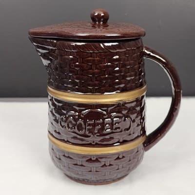 Betson Brown Glazed Stoneware Coffee Pitcher w Lid