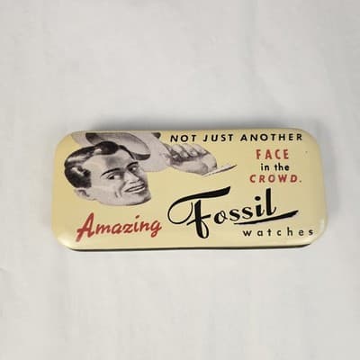 Fossil Watch tin box case 1991 Vintage Empty - Box only