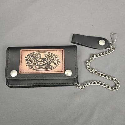 Vintage Chain Wallet 6 inch USA Biker beautiful genuine soft black leather