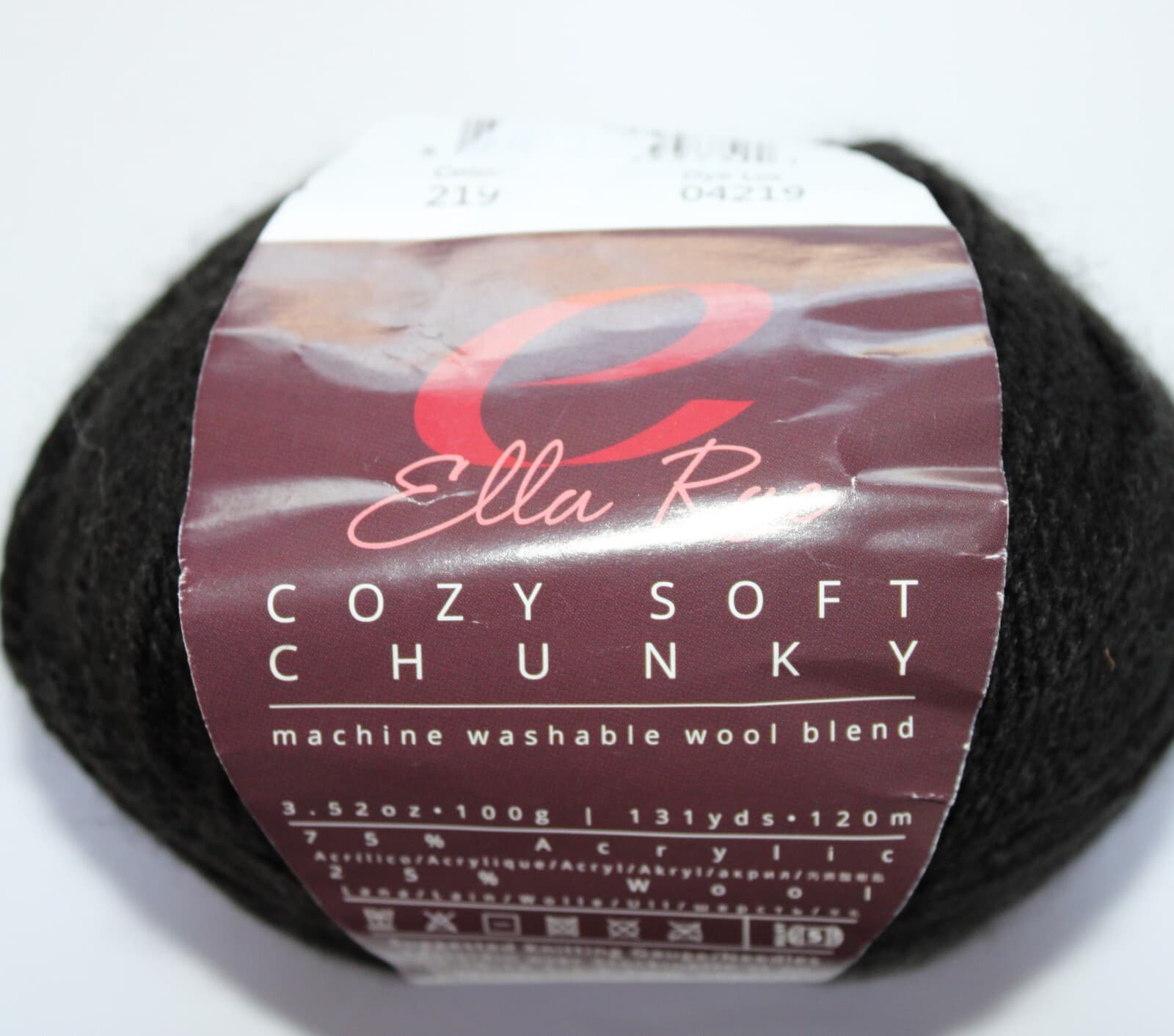 SALE Ella Rae Cozy Soft Chunky Col 219 Deep Space Black Acrylic Wool 3.52oz 131y