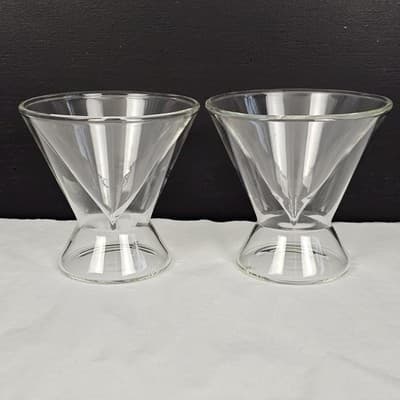 2 Clear Dragon Glassware Double-Walled Stemless Martini Glasses - 7 oz