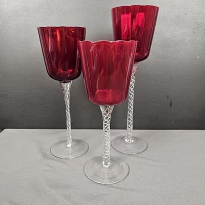 Ruby Red Glass Candle Tealight Holders Christmas 10, 9, 8'' Hand blown set of 3