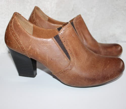 Brown Pebble Leather Boots Shoes Size 8.5M/W BOC Born Concept BC2751 Women's