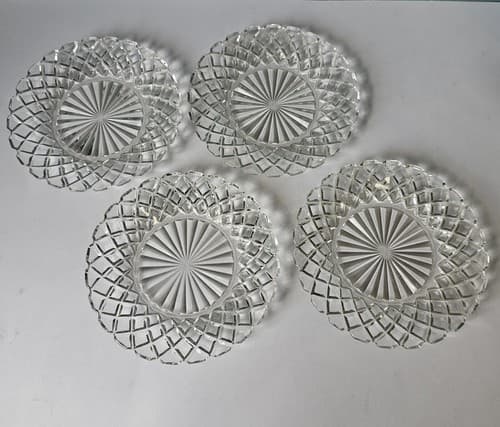 4 Hocking Glass WATERFORD/WAFFLE Crystal/Clear Butter Dish Bottom-Depression 6”