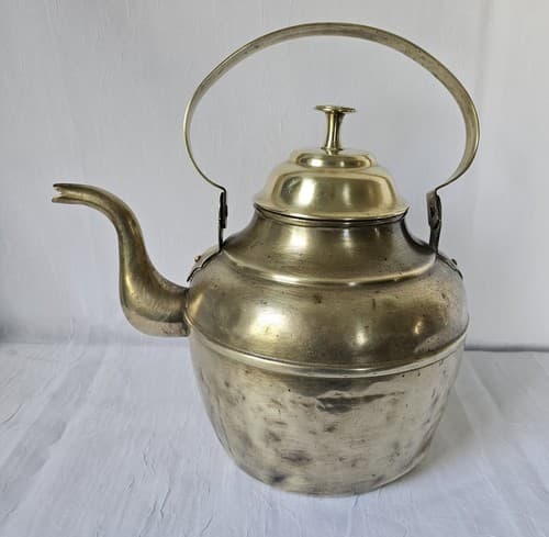 Antique Brass Tea Kettle 8.5" Tall