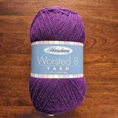 Herrschners Worsted 8 Yarn Eggplant Medium-4 100% Acrylic 8oz 489 yds Needle US7