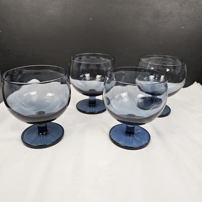 Smoke Gray Balloon Goblets Short Stem 4.5" Tall 12oz. Set of 4