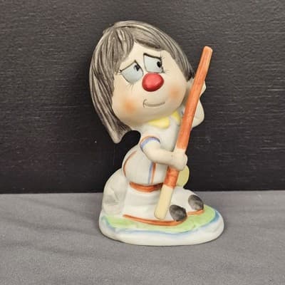 Vintage Arnart Creations Ceramic Figurine Fishing Pole 4" Tall