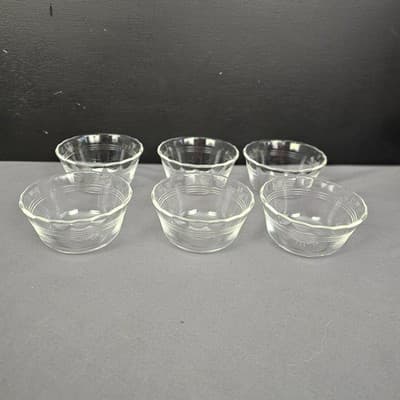 6 PYREX #463 Glass Custard Ramekin Cups 5-oz 175ml USA 2 Inch Tall 3.75" Wide