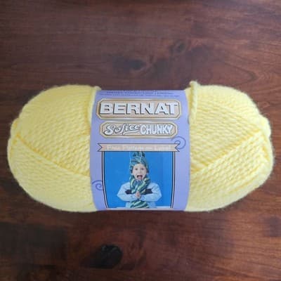 Bernat Softee Chunky True Yellow Yarn Acrylic Color 39622, 3.5oz, 164yds Bulky 5