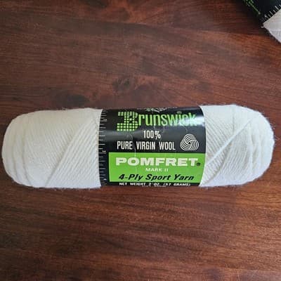 Brunswick Pomfret Mark II 4 ply Sport Yarn Snow White 100% Pure Virgin Wool 2oz