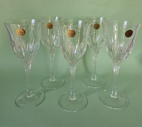 Vintage Cristal D'Arques-Durand Castle Wine/Water Glasses SET Of 5 NEW 8.5"