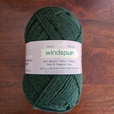 Vintage Brunswick Windspun Acrylic Sock & Fingering Yarn Dark Green 1 oz.