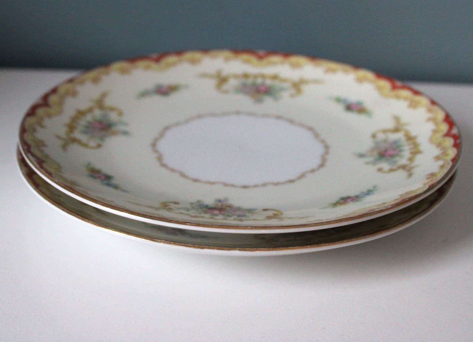 Vintage Noritake Fine China Oradell 588 7.25" Plates Set of 2 Gold Trim