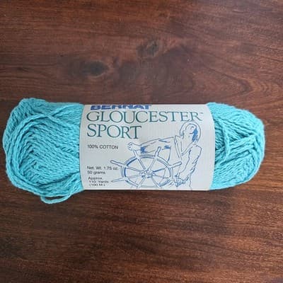 Bernat Gloucerester Sport Yarn Jade 100% Cotton, 1.75oz, 110yd